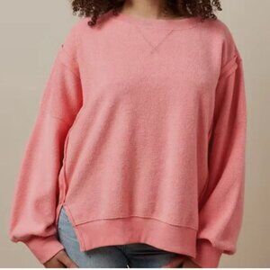 American Eagle Seriously Huggable Oversized Crew Neck Sweater - Large in Pink